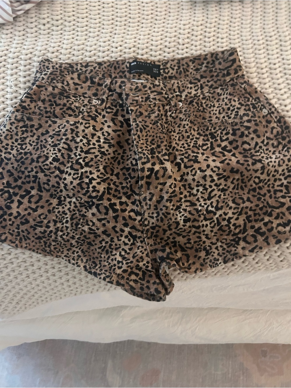 ASOS Leopard Print High-Waist Shorts in Tan and Black